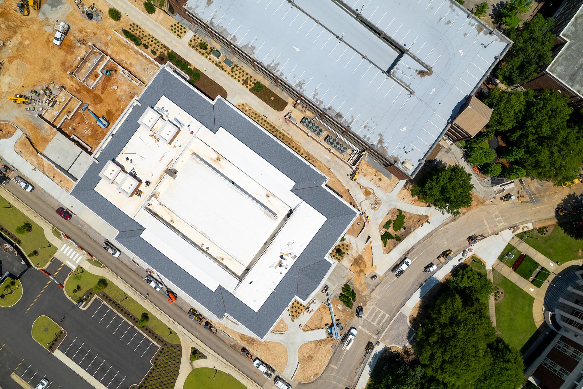 aerial view of Hewson Hall at The University of Alabama campus